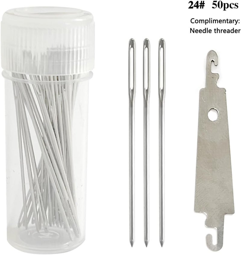 Zhenqing 50 Pack Size 24 Round Head Cross Stitch Needles with Free Needle Threader & Plastic Case - Blunt Tip Embroidery Needles for Tapestry, Sewing, Crafts(67250) - Image 3